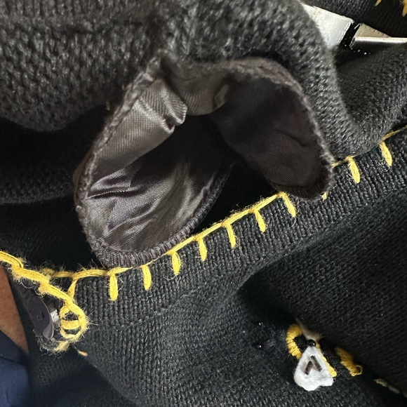 90s Cottagecore Sunflower Cardigan Sweater Black Yellow Bumblebee Embroidered - Picture 6 of 9